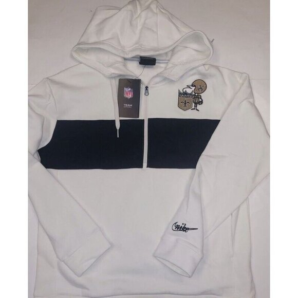Nike Womens Size Small New Orleans Saints Historic Half Zip Hoodie Cream Black - Picture 3 of 8